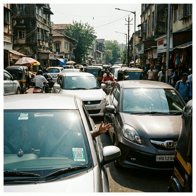 Blocked cars in India